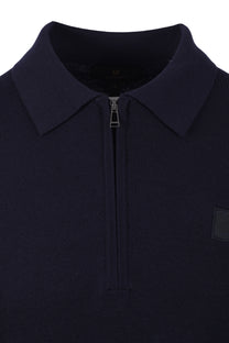 Belstaff Drift Knitted Long Sleeve Polo Dark Ink Belstaff