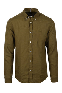 Boss H-roan-bd-e-c1-243 Linen Shirt Dark Green Boss Black