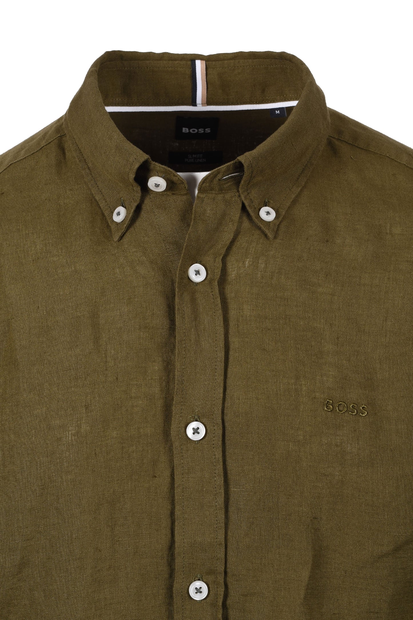 Boss H-roan-bd-e-c1-243 Linen Shirt Dark Green