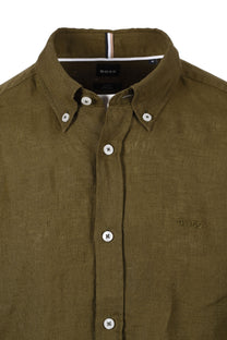 Boss H-roan-bd-e-c1-243 Linen Shirt Dark Green Boss Black