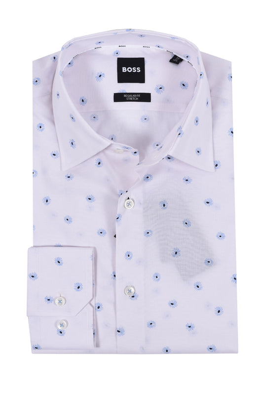 Boss H-joe- Kent-c1-214 Shirt White/Pastel Blue Flowers