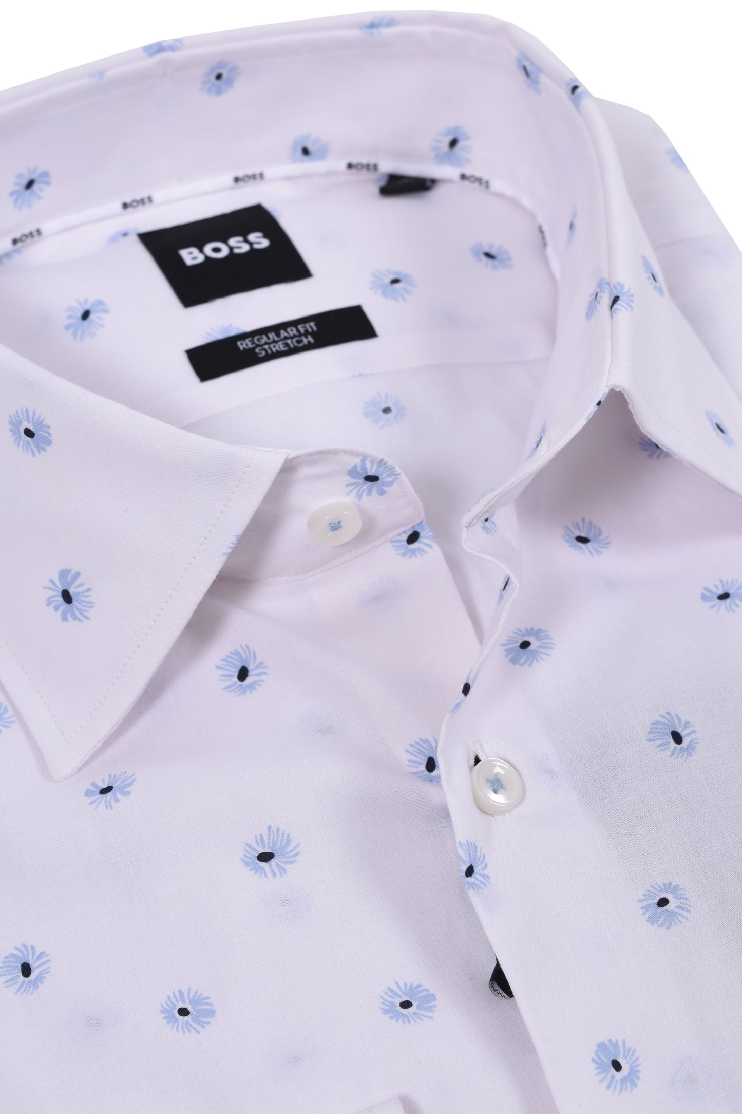 Boss H-joe- Kent-c1-214 Shirt White/Pastel Blue Flowers