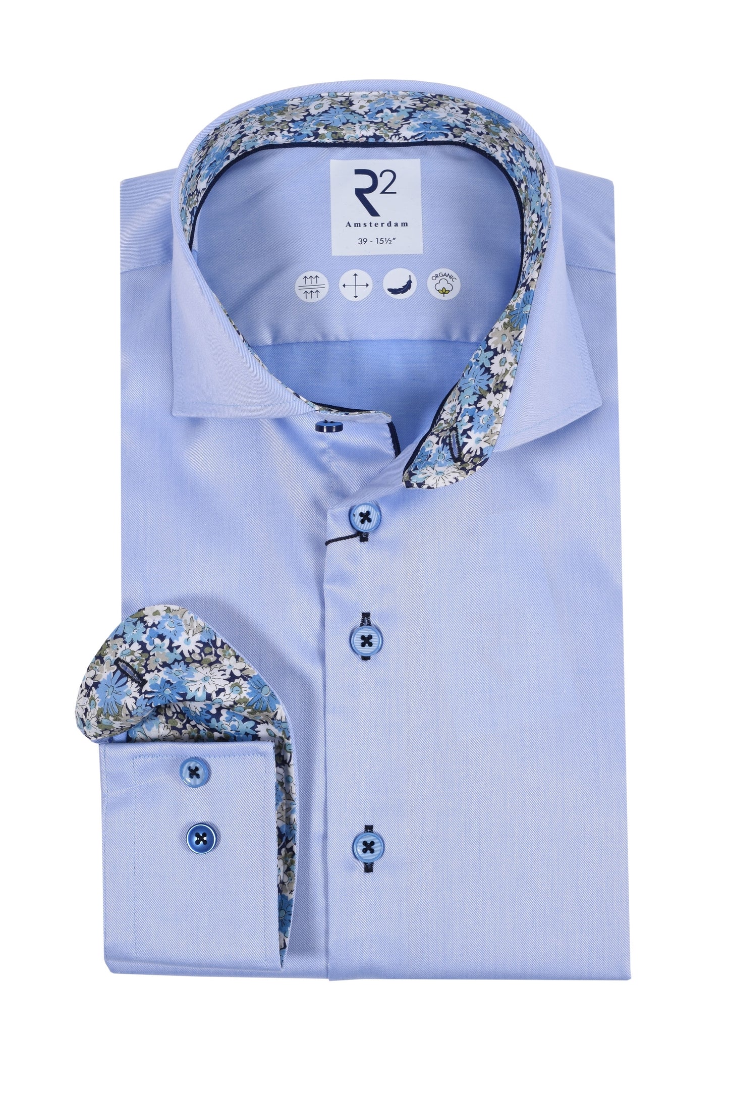 R2 Cut Away Collar Long Sleeved Shirt Light Blue