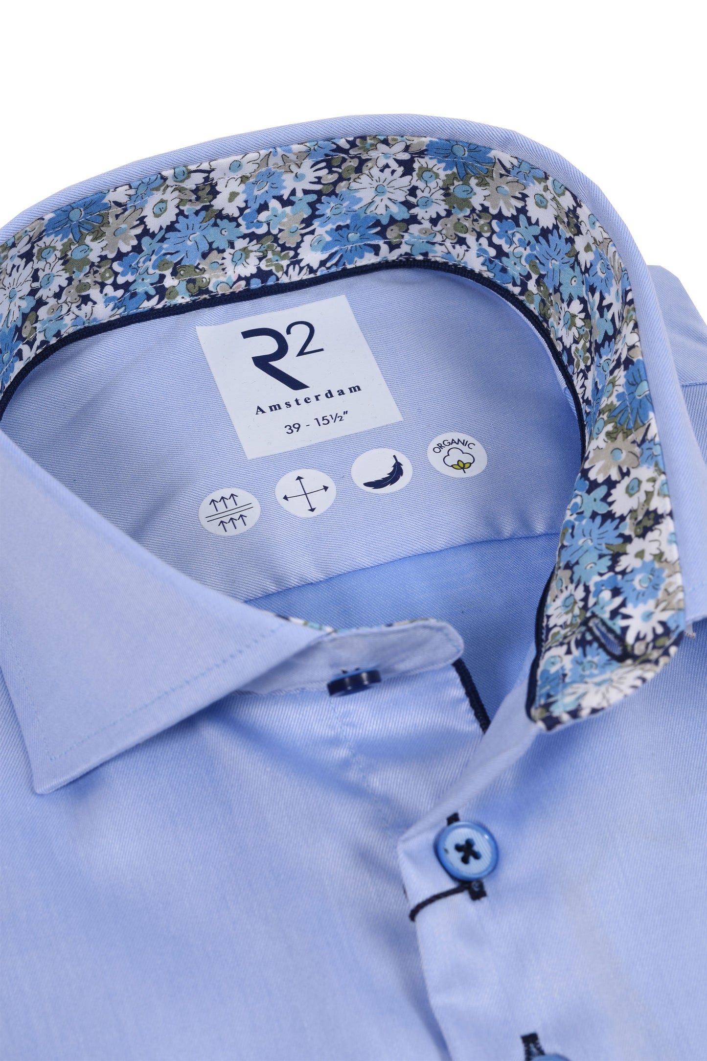 R2 Cut Away Collar Long Sleeved Shirt Light Blue