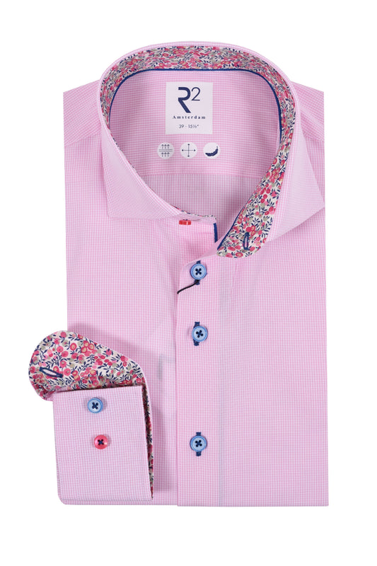 R2 Cut Away Collar Long Sleeved Shirt Pink