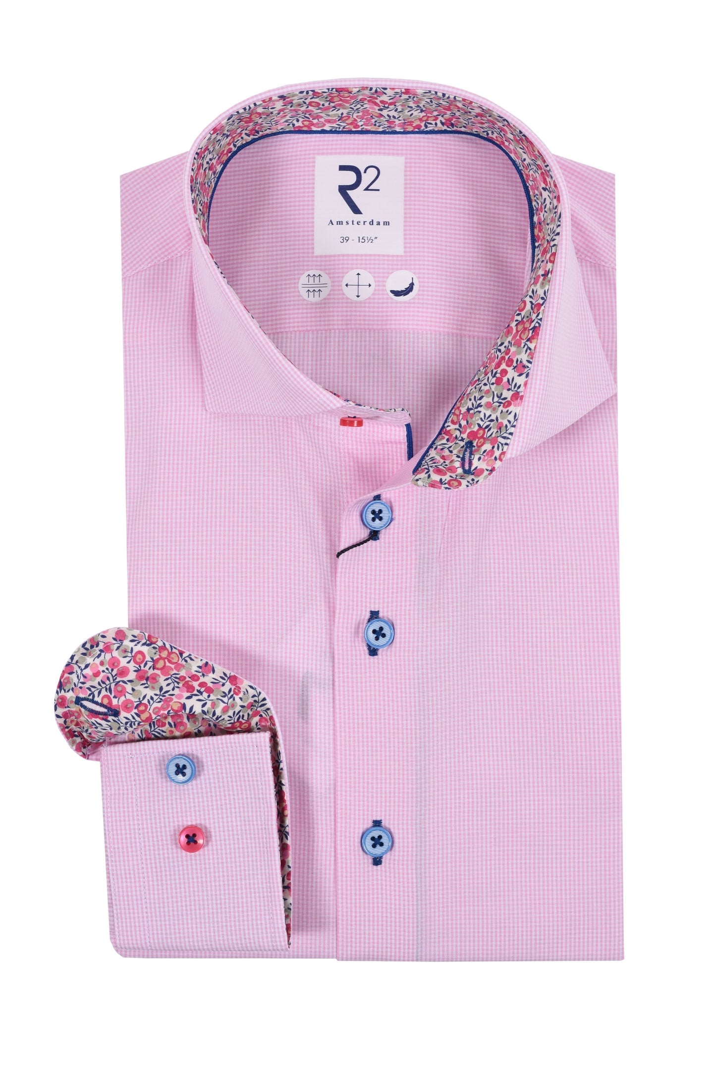 R2 Cut Away Collar Long Sleeved Shirt Pink