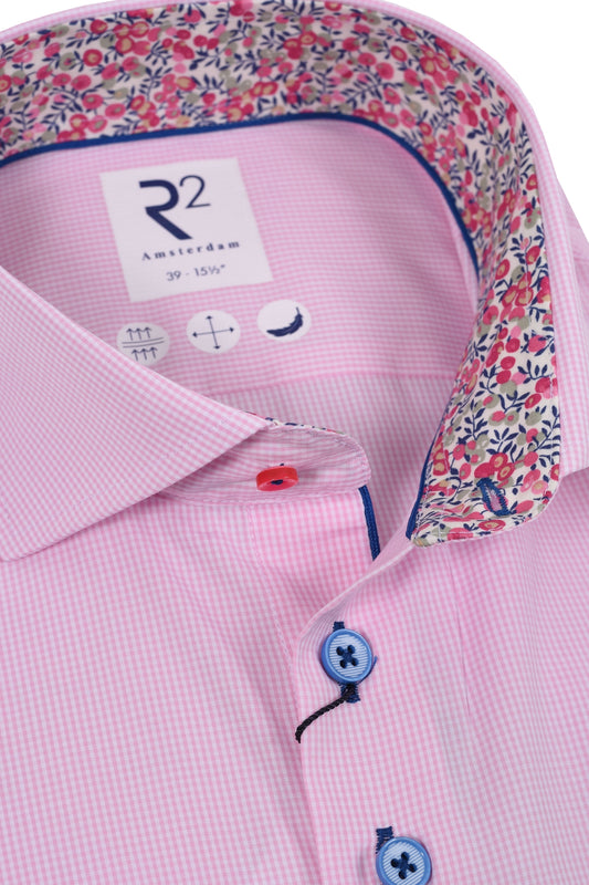 R2 Cut Away Collar Long Sleeved Shirt Pink