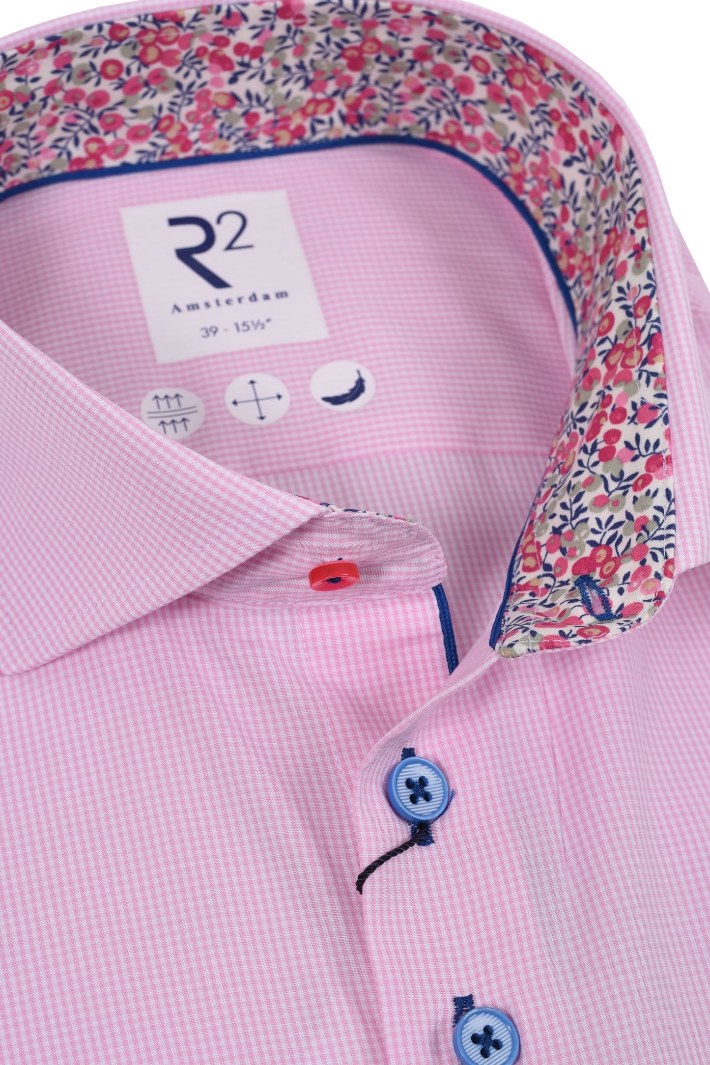 R2 Cut Away Collar Long Sleeved Shirt Pink
