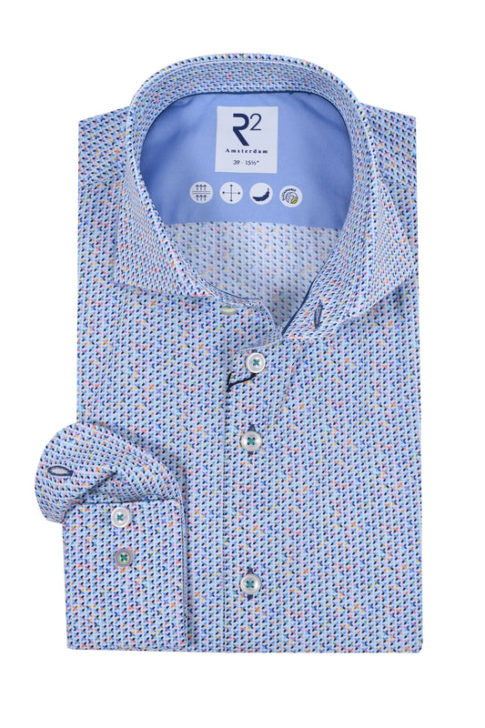 R2 Cut Away Collar Long Sleeved Shirt Multi Coloured