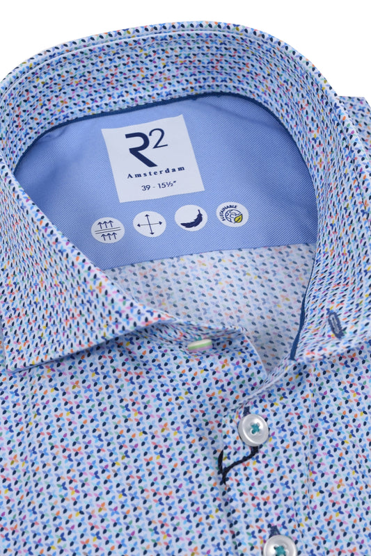 R2 Cut Away Collar Long Sleeved Shirt Multi Coloured