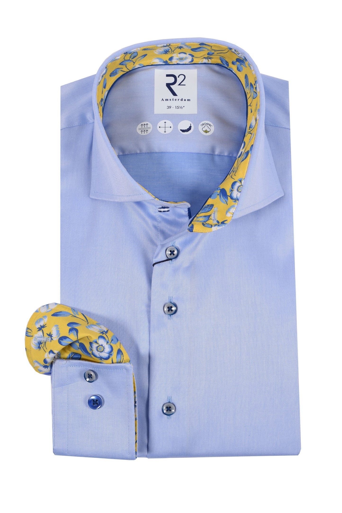 R2 Cut Away collar Long Sleeved Shirt Light Blue