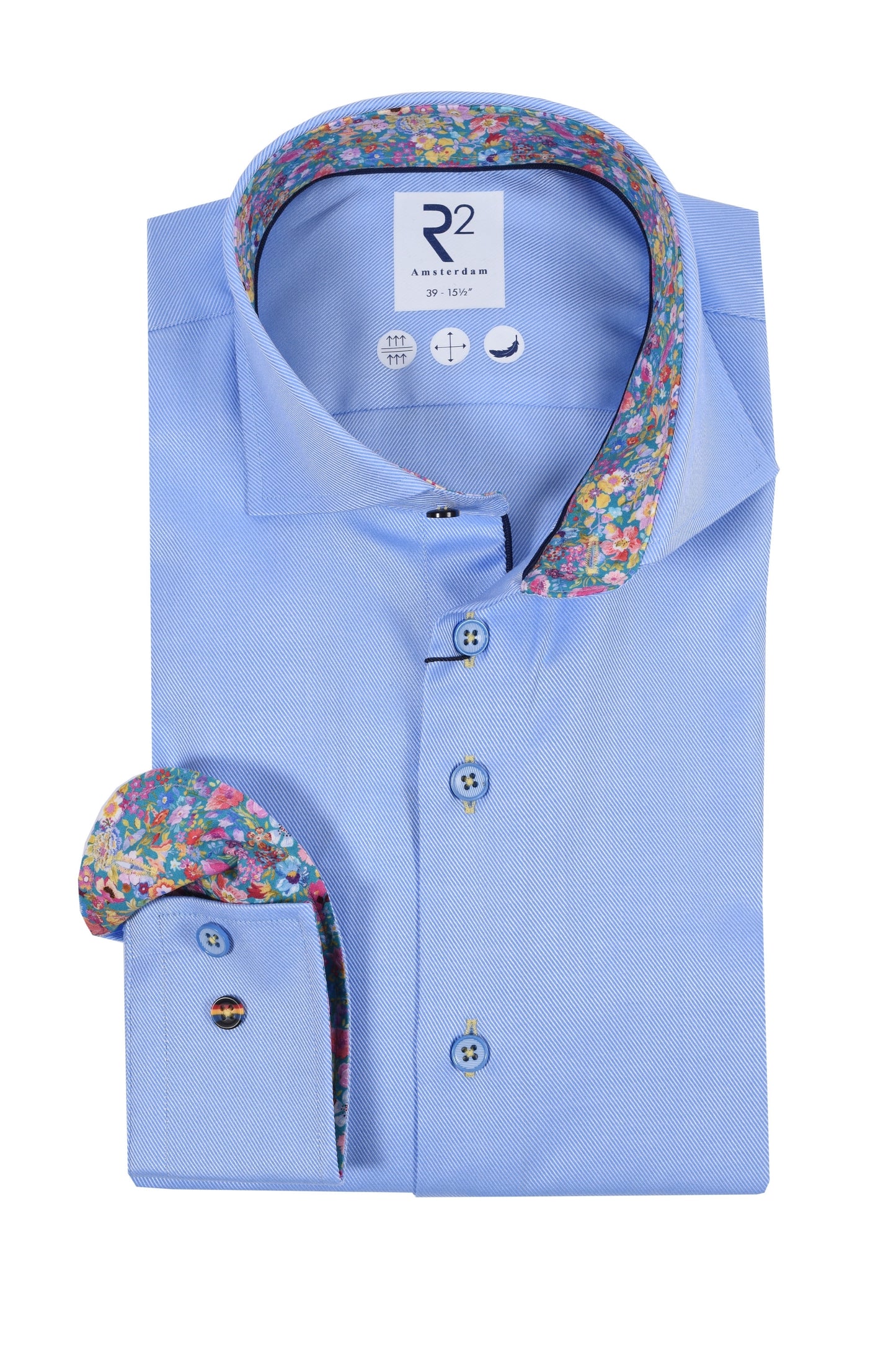 R2 Cut Away Collar Long Sleeved Shirt Light Blue