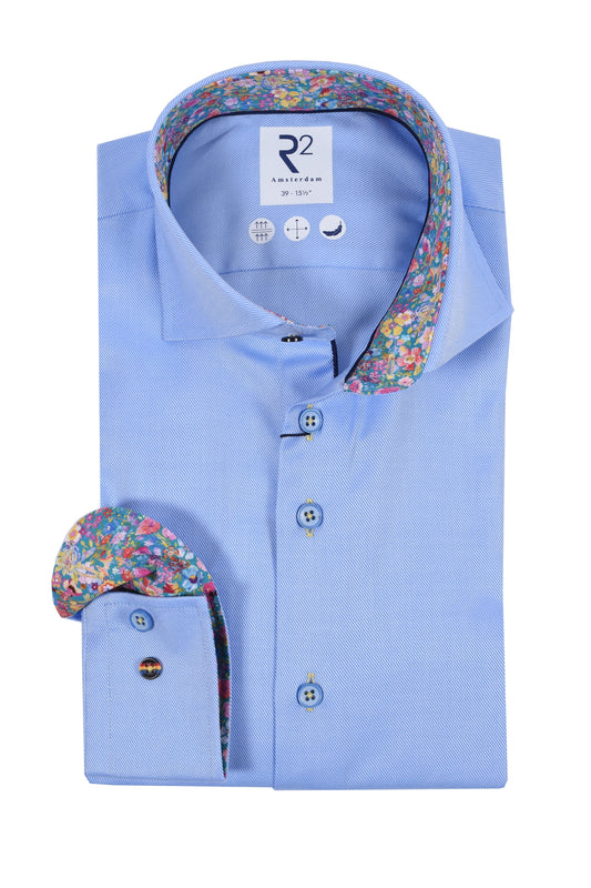 R2 Cut Away Collar Long Sleeved Shirt Light Blue