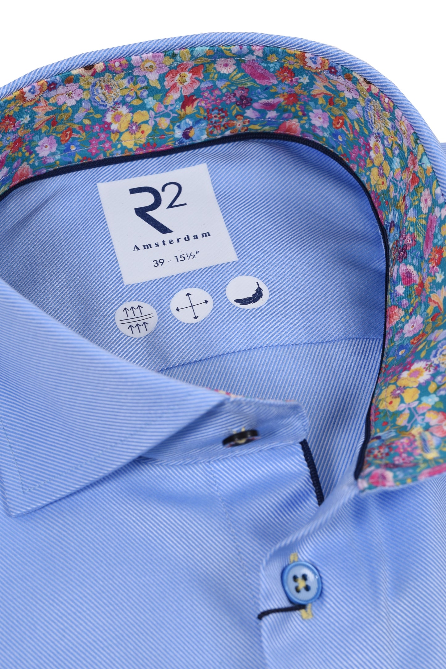 R2 Cut Away Collar Long Sleeved Shirt Light Blue