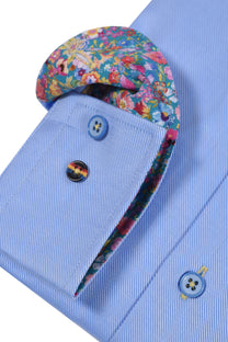 R2 Cut Away Collar Long Sleeved Shirt Light Blue R2