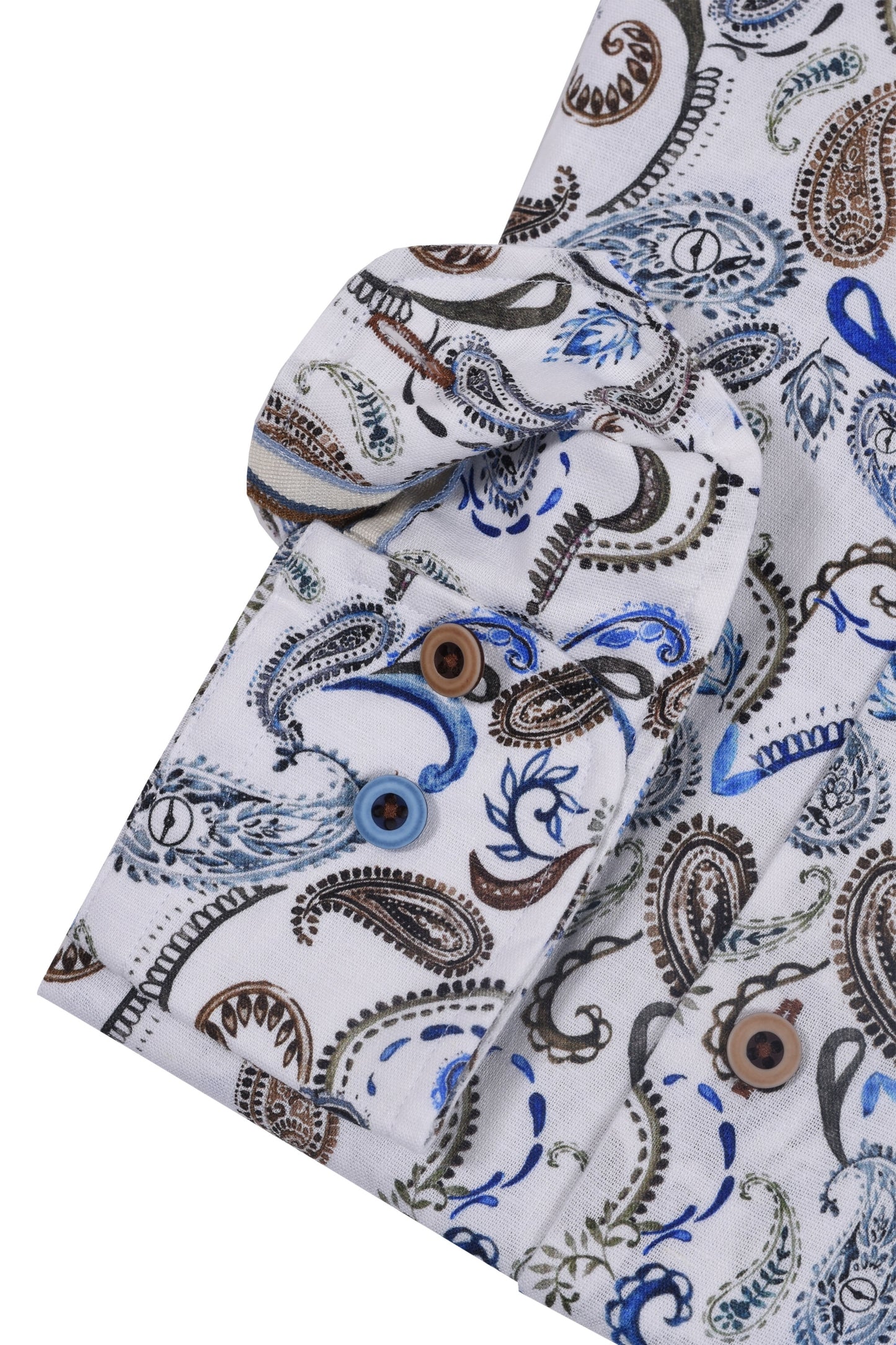 R2 Linen Paisley Print Shirt White Patterned