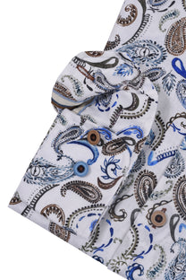 R2 Linen Paisley Print Shirt White Patterned R2