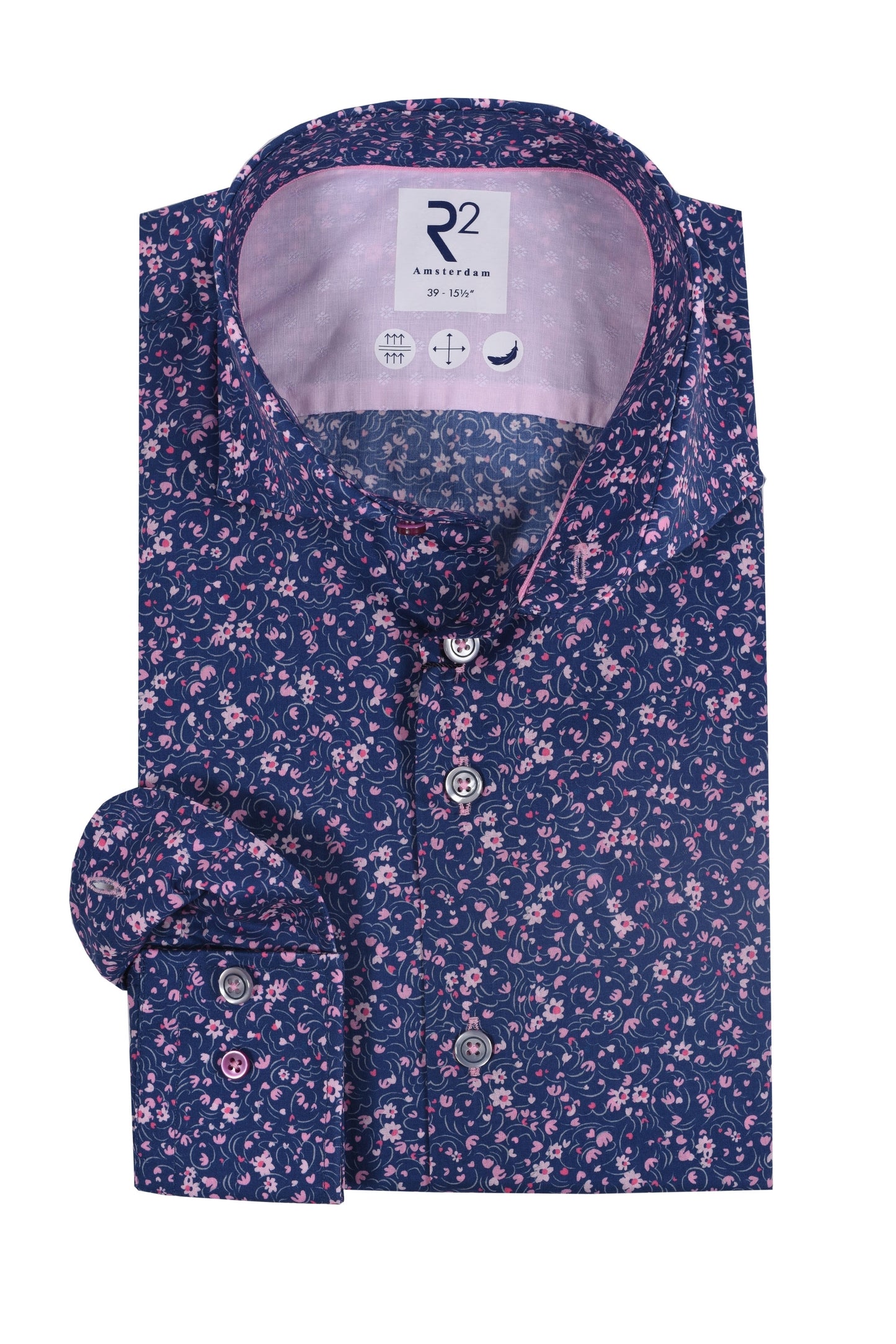 R2 Cutaway Collar Liberty Print Shirt Pink
