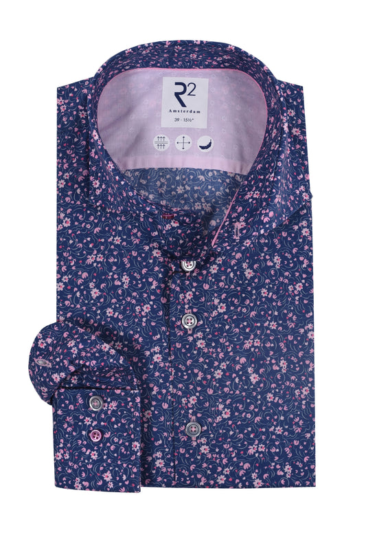 R2 Cutaway Collar Liberty Print Shirt Pink