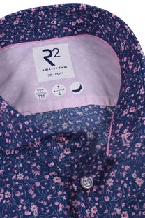 R2 Cutaway Collar Liberty Print Shirt Navy & Pink R2