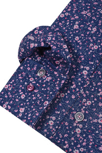 R2 Cutaway Collar Liberty Print Shirt Navy & Pink R2
