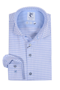R2 Cut Away Check Shirt Light Blue R2