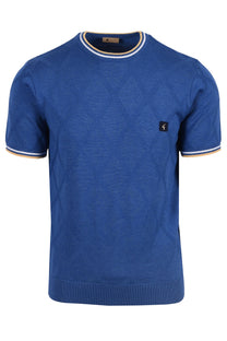Gabicci Vintage Santino Knitted T Shirt Sapphire Gabicci Vintage