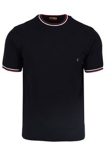 Gabicci Vintage Santino Knitted T Shirt Navy Gabicci Vintage