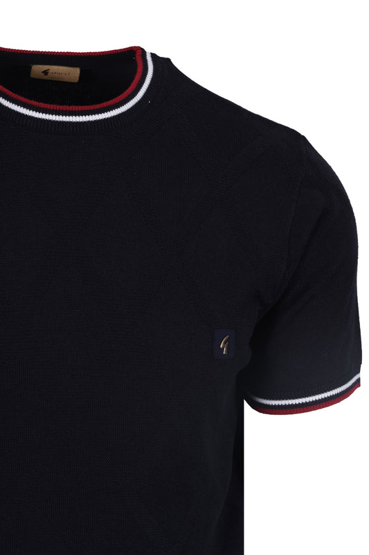 Gabicci Vintage Santino Knitted T Shirt Navy