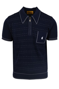 Gabicci Vintage Chris Knitted Polo Shirt Navy Gabicci Vintage