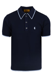 Gabicci Vintage Malcolm Knitted Polo Navy Gabicci Vintage