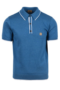 Gabicci Lineker Knitted Polo Shirt Aqua Gabicci Vintage