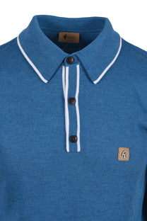 Gabicci Lineker Knitted Polo Shirt Aqua Gabicci Vintage