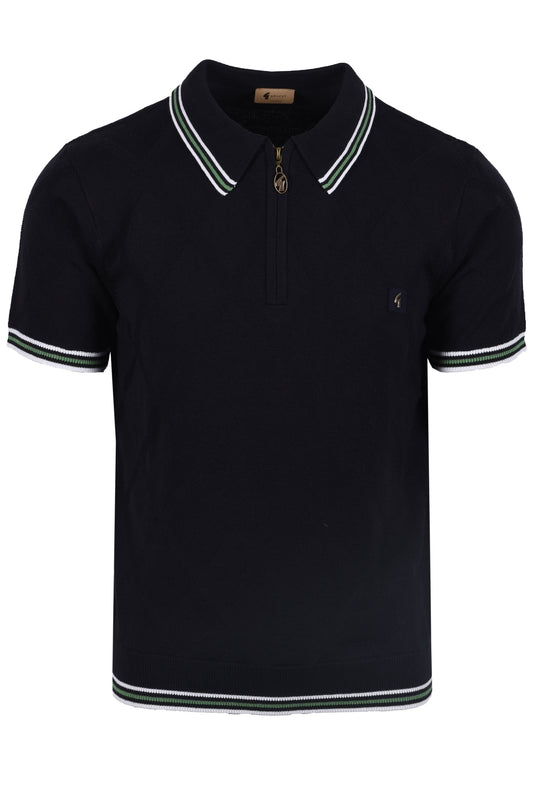 Gabicci Vintage Moore Knitted Polo Shirt Navy