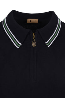 Gabicci Vintage Moore Knitted Polo Shirt Navy Gabicci Vintage