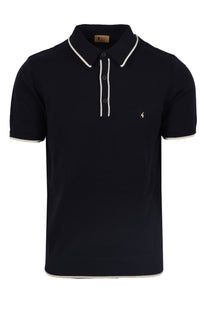 Gabicci Lineker Knitted Polo Shirt Navy Gabicci Vintage