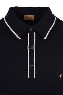 Gabicci Lineker Knitted Polo Shirt Navy Gabicci Vintage