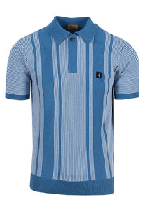 Gabicci Vintage Dante Knitted Polo Shirt Aqua Gabicci Vintage