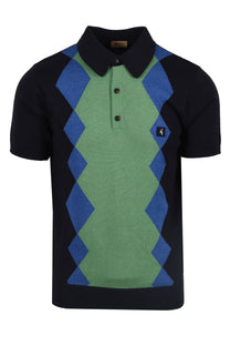 Gabicci Vintage Bond Knitted Polo Shirt Navy Gabicci Vintage