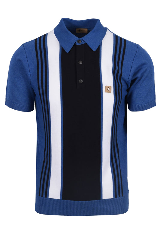 Gabicci Vintage Knitted Searle Knitted Polo Shirt Sapphire