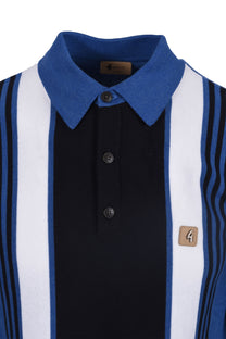 Gabicci Vintage Knitted Searle Knitted Polo Shirt Sapphire Gabicci Vintage