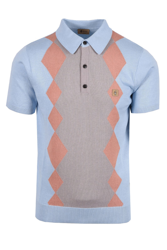 Gabicci Vintage Bond Knitted Polo Shirt Azure