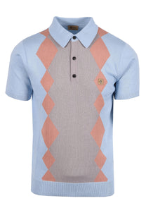 Gabicci Vintage Bond Knitted Polo Shirt Azure Gabicci Vintage