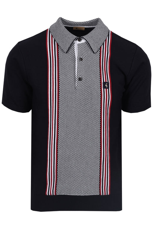 Gabicci Vintage Hadon Knitted Polo Shirt Navy