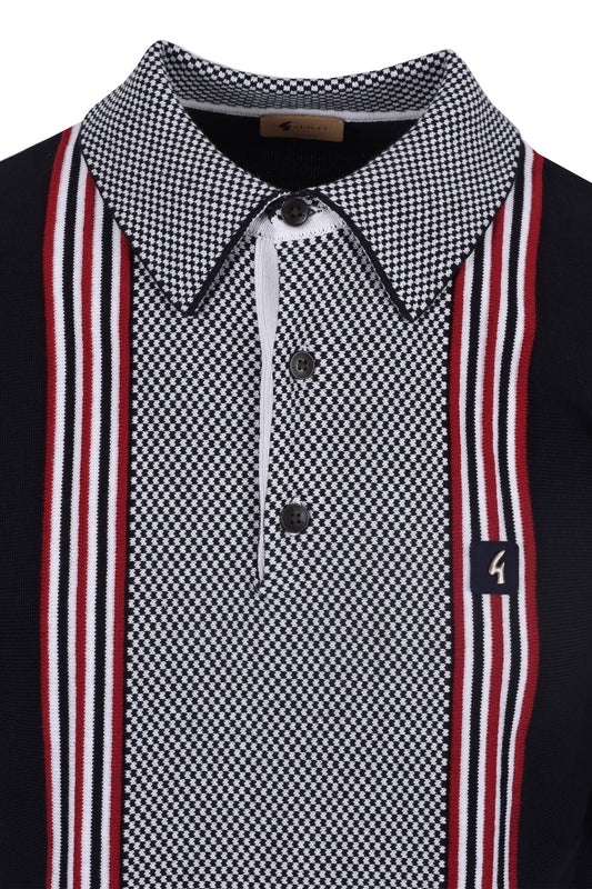 Gabicci Vintage Hadon Knitted Polo Shirt Navy