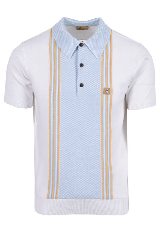 Gabicci Vintage Hadon Knitted Polo Shirt White