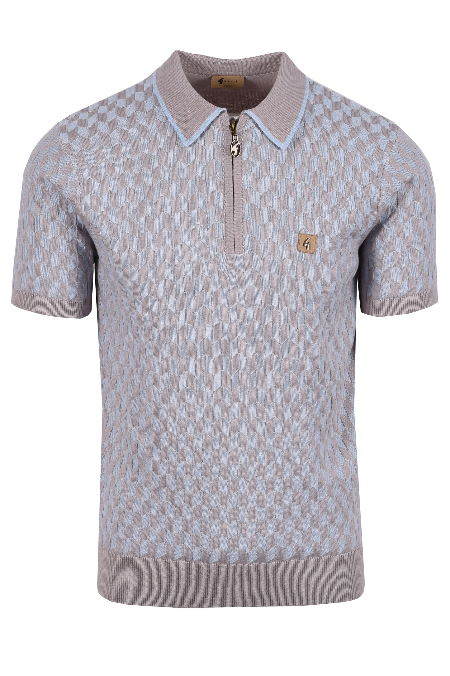 Gabicci Vintage Carter Knitted Polo Shirt Mushroom