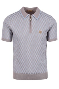 Gabicci Vintage Carter Knitted Polo Shirt Mushroom Gabicci Vintage