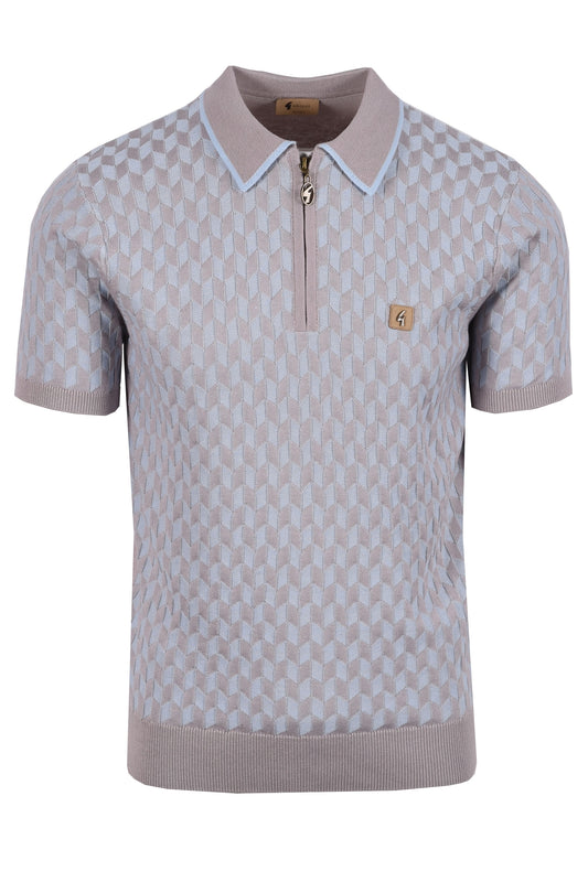 Gabicci Vintage Carter Knitted Polo Shirt Mushroom