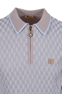 Gabicci Vintage Carter Knitted Polo Shirt Mushroom Gabicci Vintage